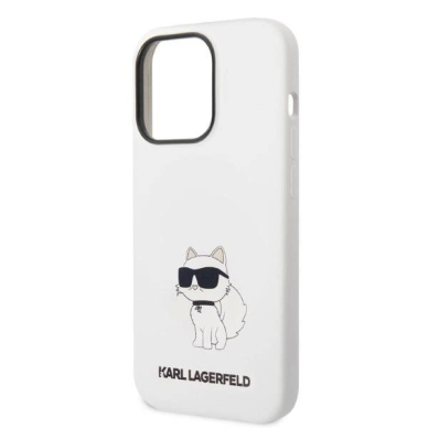 Originalus dėklas Karl Lagerfeld KLHCP14LSNCHBCH iPhone 14 Pro 6.1  hardcase Baltas/Baltas Silicone Choupette 5