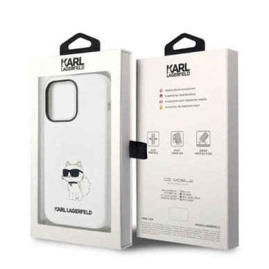 Originalus dėklas Karl Lagerfeld KLHCP14LSNCHBCH iPhone 14 Pro 6.1  hardcase Baltas/Baltas Silicone Choupette 7