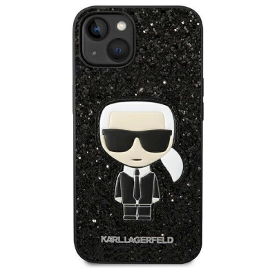 Originalus dėklas Karl Lagerfeld KLHCP14MGFKPK iPhone 14 Plus 6.7 hardcase Juodas Glitter Flakes Ikonik 2