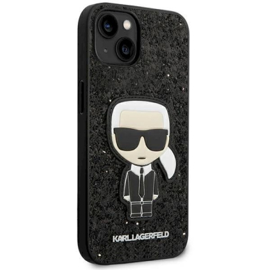 Originalus dėklas Karl Lagerfeld KLHCP14MGFKPK iPhone 14 Plus 6.7 hardcase Juodas Glitter Flakes Ikonik 3