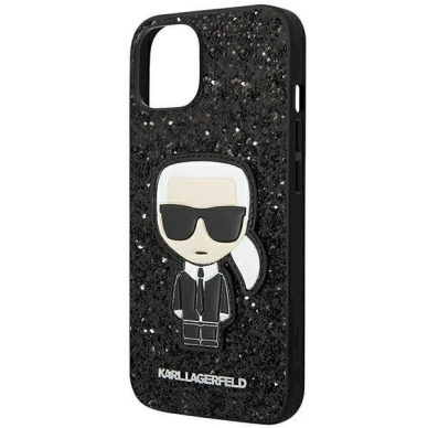 Originalus dėklas Karl Lagerfeld KLHCP14MGFKPK iPhone 14 Plus 6.7 hardcase Juodas Glitter Flakes Ikonik 5