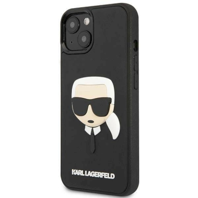 Originalus dėklas Karl Lagerfeld KLHCP14MKH3DBK iPhone 14 Plus 6.7 "Juodas hardcase 3D Rubber Karl's Head 1