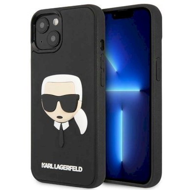 Originalus dėklas Karl Lagerfeld KLHCP14MKH3DBK iPhone 14 Plus 6.7 "Juodas hardcase 3D Rubber Karl's Head