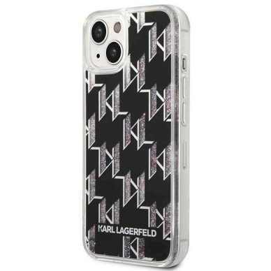 Originalus dėklas Karl Lagerfeld KLHCP14MLMNMK iPhone 14 Plus 6.7 hardcase Juodas Liquid Glitter Monogram 1