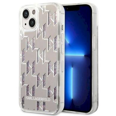 Originalus dėklas Karl Lagerfeld KLHCP14MLMNMS iPhone 14 Plus 6.7 hardcase silver / silver Liquid Glitter Monogram