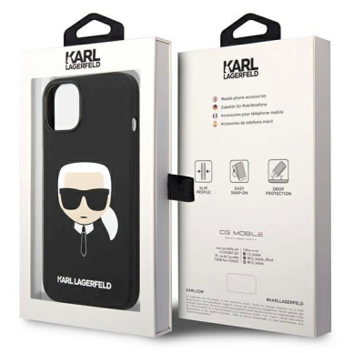 Originalus dėklas Karl Lagerfeld KLHCP14MSLKHBK iPhone 14 Plus 6.7 hardcase Juodas Silicone Karl`s Head 7