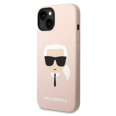 Originalus dėklas Karl Lagerfeld KLHCP14MSLKHLP iPhone 14 Plus 6.7 "hardcase rožinis / rožinis Silicone Karl's Head 1