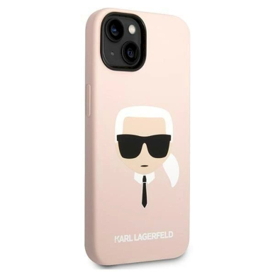 Originalus dėklas Karl Lagerfeld KLHCP14MSLKHLP iPhone 14 Plus 6.7 "hardcase rožinis / rožinis Silicone Karl's Head 3