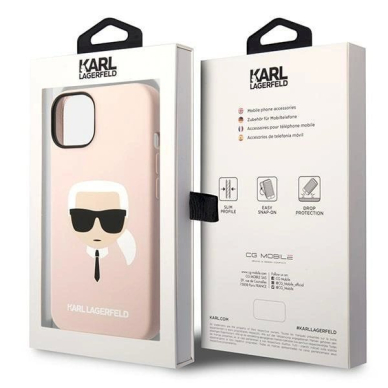 Originalus dėklas Karl Lagerfeld KLHCP14MSLKHLP iPhone 14 Plus 6.7 "hardcase rožinis / rožinis Silicone Karl's Head 7