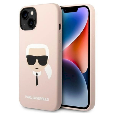 Originalus dėklas Karl Lagerfeld KLHCP14MSLKHLP iPhone 14 Plus 6.7 "hardcase rožinis / rožinis Silicone Karl's Head