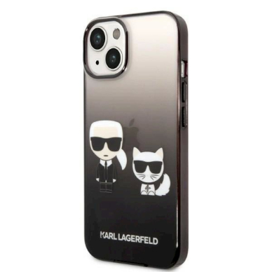 Originalus dėklas Karl Lagerfeld KLHCP14MTGKCK iPhone 14 Plus 6,7 hardcase Juodas Gradient Ikonik Karl &amp  Choupette 1