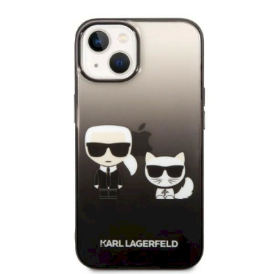 Originalus dėklas Karl Lagerfeld KLHCP14MTGKCK iPhone 14 Plus 6,7 hardcase Juodas Gradient Ikonik Karl &amp  Choupette 2