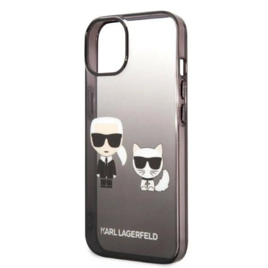 Originalus dėklas Karl Lagerfeld KLHCP14MTGKCK iPhone 14 Plus 6,7 hardcase Juodas Gradient Ikonik Karl &amp  Choupette 5