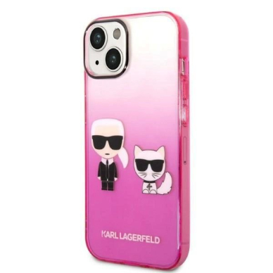 Originalus dėklas Karl Lagerfeld KLHCP14MTGKCP iPhone 14 Plus 6,7" hardcase /rožinis Gradient Ikonik Karl & Choupette 1