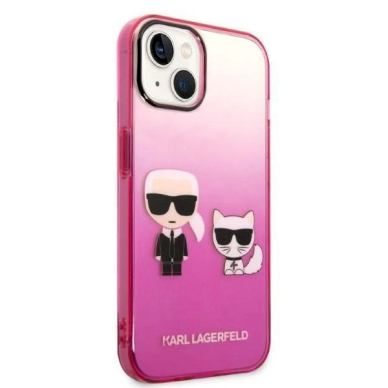 Originalus dėklas Karl Lagerfeld KLHCP14MTGKCP iPhone 14 Plus 6,7" hardcase /rožinis Gradient Ikonik Karl & Choupette 3