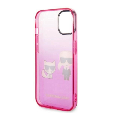 Originalus dėklas Karl Lagerfeld KLHCP14MTGKCP iPhone 14 Plus 6,7" hardcase /rožinis Gradient Ikonik Karl & Choupette 6