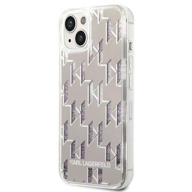 Originalus dėklas Karl Lagerfeld KLHCP14SLMNMS iPhone 14 6.1 hardcase silver / silver Liquid Glitter Monogram 1