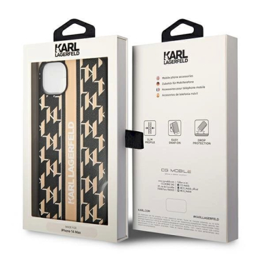 Originalus dėklas Karl Lagerfeld KLHCP14SPGKLSKW iPhone 14 6.1 hardcase Rudas / Rudas Monogram Stripe 7