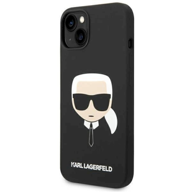 Originalus dėklas Karl Lagerfeld KLHCP14SSLKHBK iPhone 14 6.1 hardcase Juodas Silicone Karl`s Head 1