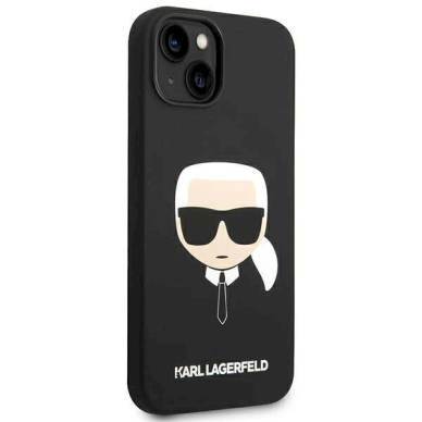 Originalus dėklas Karl Lagerfeld KLHCP14SSLKHBK iPhone 14 6.1 hardcase Juodas Silicone Karl`s Head 3