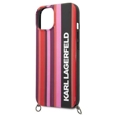 Originalus dėklas Karl Lagerfeld KLHCP14SSTSTP iPhone 14 6.1 hardcase rožinis / rožinis Color Stripes Strap 4