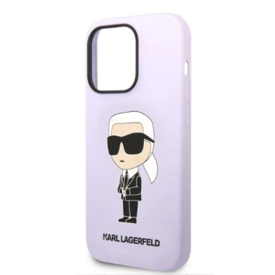 Originalus dėklas Karl Lagerfeld KLHCP14XSNIKBCU iPhone 14 Pro Max 6.7  hardcase Violetinis Silicone Ikonik 5