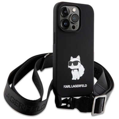 Originalus dėklas Karl Lagerfeld KLHCP15SSCBSCNK iPhone 15 6.1  hardcase Juodas Crossbody Silicone Choupette 1