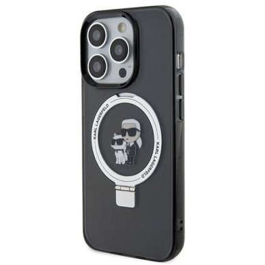 Originalus dėklas Karl Lagerfeld KLHMP13LHMRSKCK iPhone 13 Pro 6.1  Juodas hardcase Ring Stand Karl&amp Choupette MagSafe 2