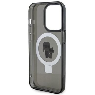 Originalus dėklas Karl Lagerfeld KLHMP13LHMRSKCK iPhone 13 Pro 6.1  Juodas hardcase Ring Stand Karl&amp Choupette MagSafe 3