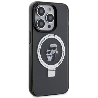 Originalus dėklas Karl Lagerfeld KLHMP13LHMRSKCK iPhone 13 Pro 6.1  Juodas hardcase Ring Stand Karl&amp Choupette MagSafe 5