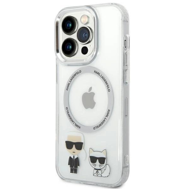 Originalus dėklas Karl Lagerfeld KLHMP14LHKCT iPhone 14 Pro 6.1 hardcase Permatomas / Permatomas Karl &amp  Choupette Aluminum Magsafe 1