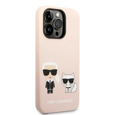 Originalus dėklas Karl Lagerfeld KLHMP14LSSKCI iPhone 14 Pro 6.1 hardcase light rožinis / light rožinis Silicone Karl &amp  Choupette Magsafe 3