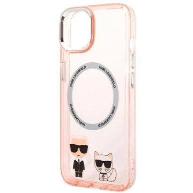 Originalus dėklas Karl Lagerfeld KLHMP14MHKCP iPhone 14 Plus 6.7 hardcase rožinis / rožinis Karl &amp  Choupette Aluminum Magsafe 5