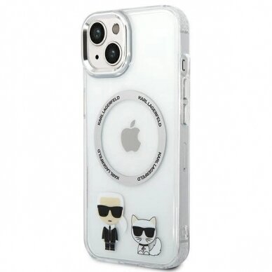 Originalus dėklas Karl Lagerfeld KLHMP14MHKCT iPhone 14 Plus 6.7 hardcase Permatomas / Permatomas Karl &amp  Choupette Aluminum Magsafe 1