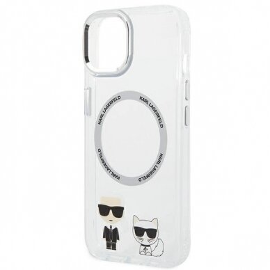 Originalus dėklas Karl Lagerfeld KLHMP14MHKCT iPhone 14 Plus 6.7 hardcase Permatomas / Permatomas Karl &amp  Choupette Aluminum Magsafe 5