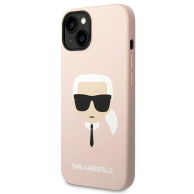 Originalus dėklas Karl Lagerfeld KLHMP14MSLKHLP iPhone 14 Plus 6,7" hardcase jasno/light rožinis Silicone Karl`s Head Magsafe 1