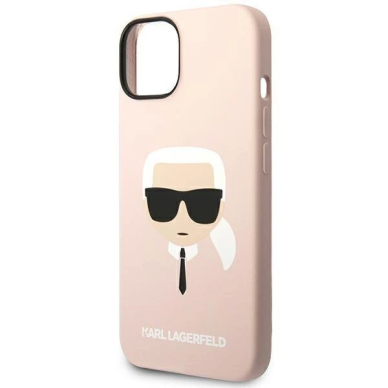 Originalus dėklas Karl Lagerfeld KLHMP14MSLKHLP iPhone 14 Plus 6,7" hardcase jasno/light rožinis Silicone Karl`s Head Magsafe 5