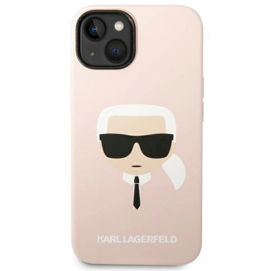 Originalus dėklas Karl Lagerfeld KLHMP14SSLKHLP iPhone 14 6.1 hardcase light rožinis / light rožinis Silicone Karl`s Head Magsafe 2