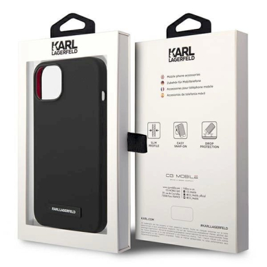 Originalus dėklas Karl Lagerfeld KLHMP14SSLMP1K iPhone 14 6,1" hardcase  Juodas Silicone Plaque Magsafe 7