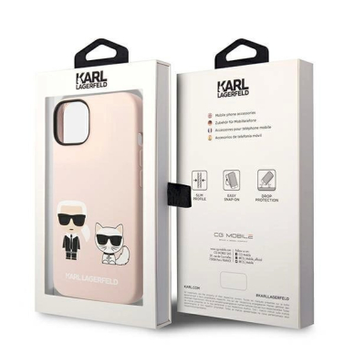 Originalus dėklas Karl Lagerfeld KLHMP14SSSKCI iPhone 14 6.1 hardcase light rožinis / light rožinis Silicone Karl &amp  Choupette Magsafe 7