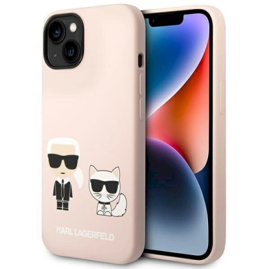 Originalus dėklas Karl Lagerfeld KLHMP14SSSKCI iPhone 14 6.1 hardcase light rožinis / light rožinis Silicone Karl &amp  Choupette Magsafe