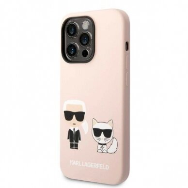 Originalus dėklas Karl Lagerfeld KLHMP14XSSKCI iPhone 14 Pro Max 6.7  hardcase light rožinis/light rožinis Silicone Karl &amp  Choupette Magsafe 1