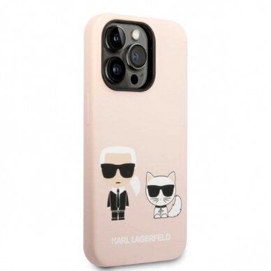 Originalus dėklas Karl Lagerfeld KLHMP14XSSKCI iPhone 14 Pro Max 6.7  hardcase light rožinis/light rožinis Silicone Karl &amp  Choupette Magsafe 3