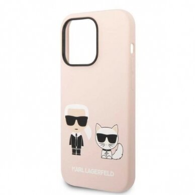 Originalus dėklas Karl Lagerfeld KLHMP14XSSKCI iPhone 14 Pro Max 6.7  hardcase light rožinis/light rožinis Silicone Karl &amp  Choupette Magsafe 6