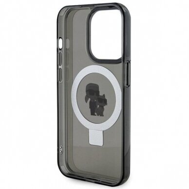 Originalus dėklas Karl Lagerfeld KLHMP15MHMRSKCK iPhone 15 Plus 6.7 Juodas hardcase Ring Stand Karl&amp Choupette MagSafe 6