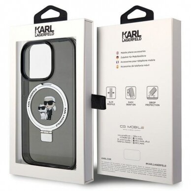 Originalus dėklas Karl Lagerfeld KLHMP15MHMRSKCK iPhone 15 Plus 6.7 Juodas hardcase Ring Stand Karl&amp Choupette MagSafe 1