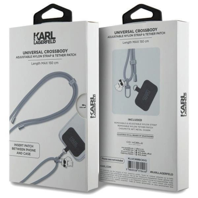 Originalus dėklas Karl Lagerfeld KLUCNMSCKIG Universal CBDY Cord case - Juodas 2