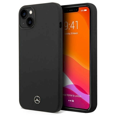 Originalus dėklas Mercedes Silicone Line case skirta iPhone 14 Plus - Juodas