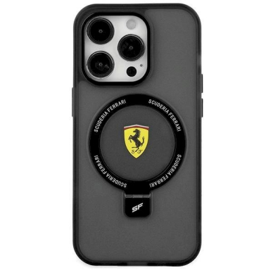 Originalus Ferrari dėklas  Ring Stand 2023 Collection MagSafe Case for iPhone 15 Plus / 14 Plus - Juodas