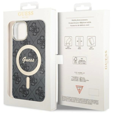 Originalus Guess dėklas 4G MagSafe case for iPhone 14 - Juodas 6